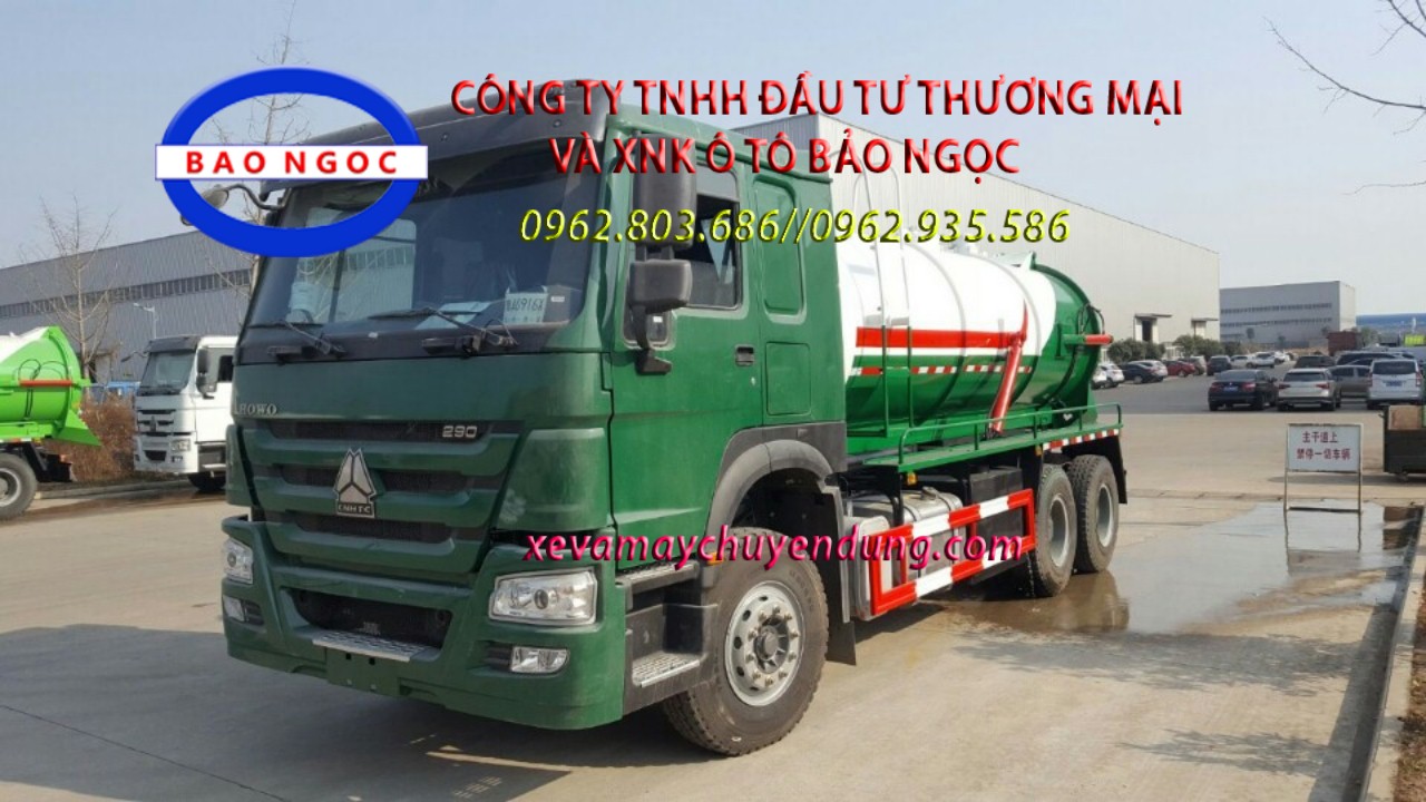 Xe hút chất thải 12 m3 howo 3 chân