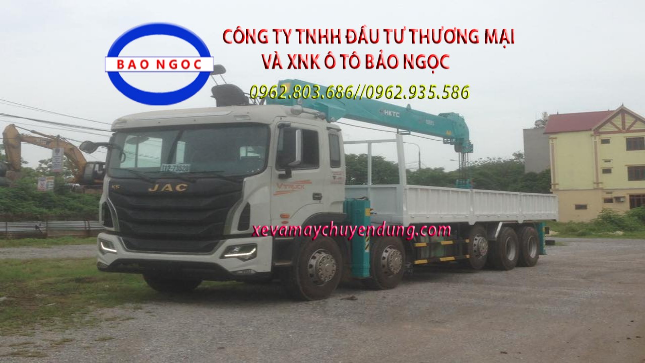 Xe tải 5 chân jac gắn cẩu 10 tấn HKTC