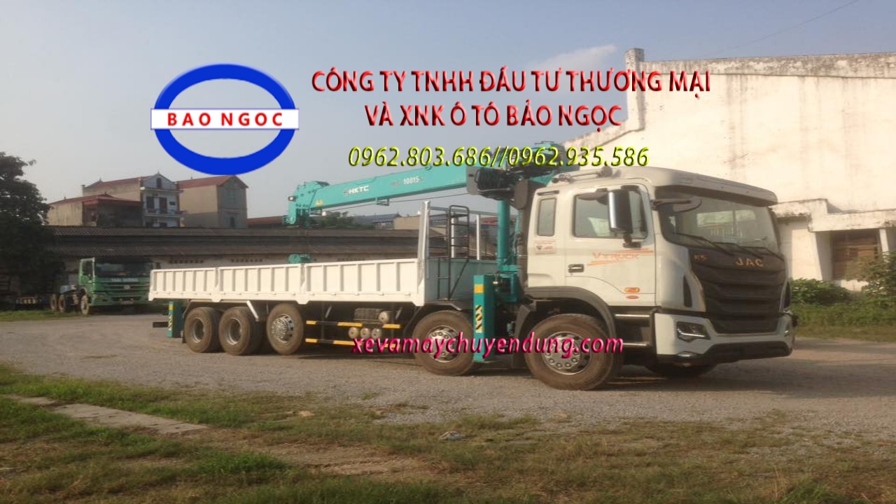 Xe tải jac 5 chân gắn cẩu 10 tấn Hàn Quốc