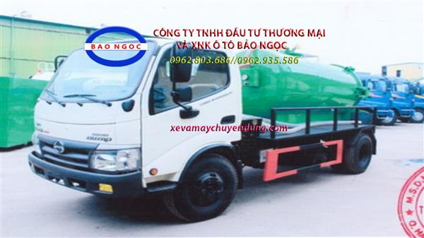 Xe hút chất thải, bể phốt hầm cầu 3 khối hino wu342L