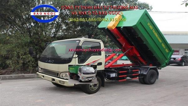 Xe hooklift chở rác thùng rời 9 khối JAC