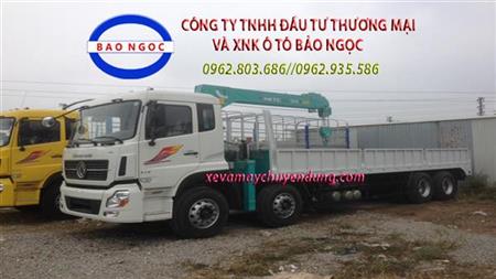 Xe tải dongfeng 4 chân gắn cẩu 5 tấn HKTC